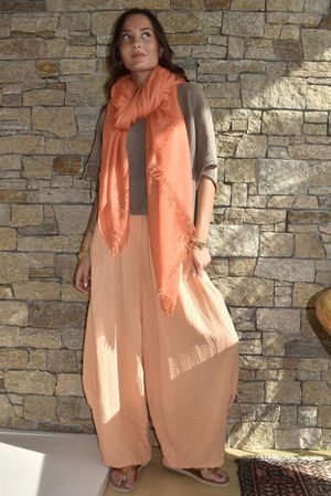 Tasha Cushion Cotton Balloon Barrel Pant Soft Apricot